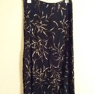 Black floral midi skirt